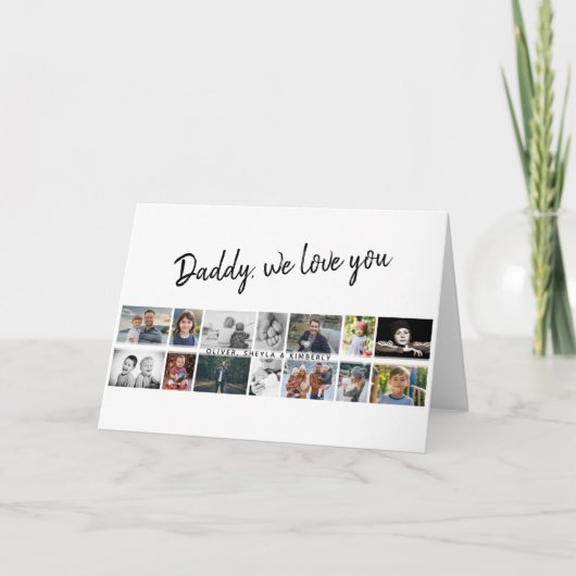 Vater mit Kindern Vater 14 FotoCollage Karte (Vorderseite)