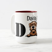 Vater mit weichem Wheaten Terrier Peeking Zweifarbige Tasse (Vorderseite Links)