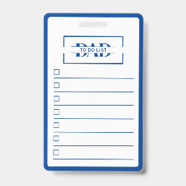 Vater Modern Blaue Monogramm To-Do-Liste Ausweis