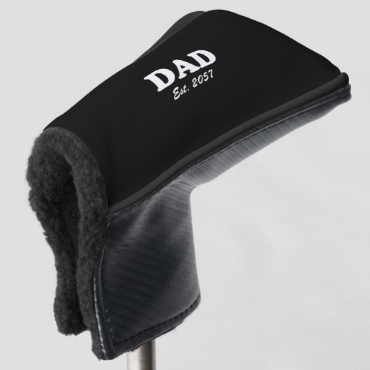 Vater Moderne Typografie Custom Est Datum schwarz Golf Headcover (3/4 Vorderseite)