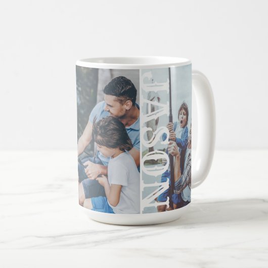 Vater Modernes, benutzerdefiniertes 4-Fotoleitergi Kaffeetasse (VorderseiteRechts)