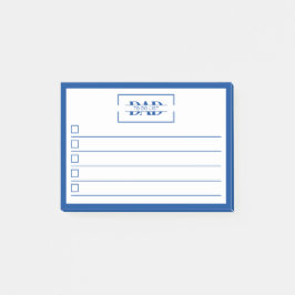 Vater Modernes Monogramm 4" x 3" To-Do-Liste Post-it Klebezettel