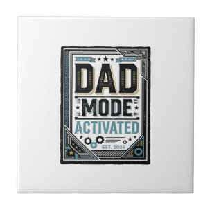 Vater-Modus Aktiviert Vintage-Gravur-Shirt-Design_ Fliese