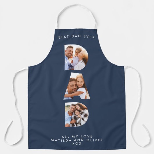 Vater Multi-Foto moderne Typografie blau Schürze (Vorderseite)