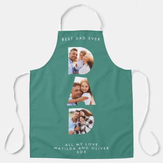 Vater Multi Foto moderne Typografie grüne Schürze (Vorderseite)