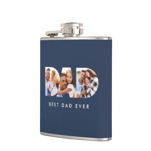 Vater MultiFoto Typografie Marine Blau moderne Flachmann (Links)