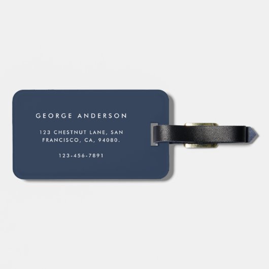 Vater MultiFoto Typografie Marine Blau moderne Gepäckanhänger (Rückseite horizontal)