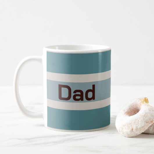 Vater Mute Farbtöne von Blues Stripmuster Kaffeetasse (Mit Donut)