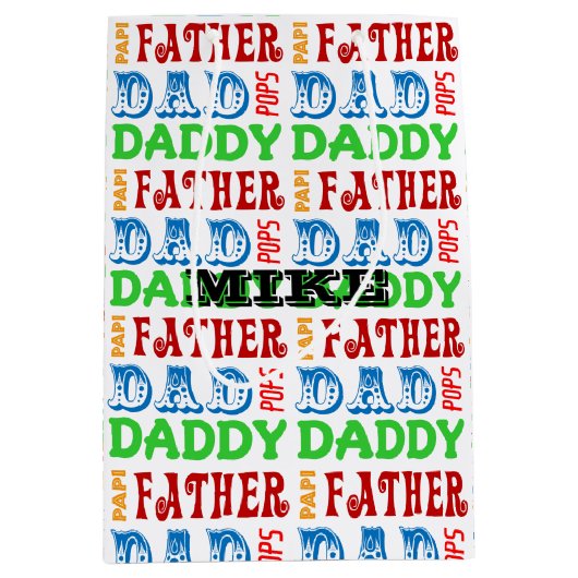 Vater nennt personalisierte Geschenk-Tasche Mittlere Geschenktüte (Vorderseite)