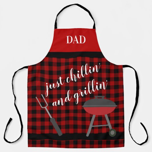 Vater - Nur Chillin' und Grillins Buffalo-Karierte Schürze (Vorderseite)