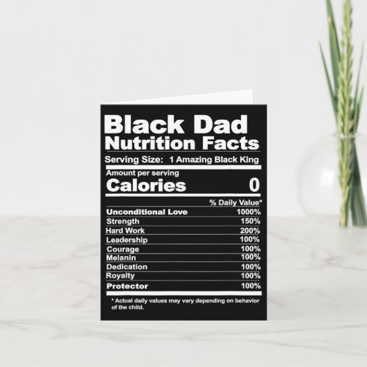 Vater Nutrition Fakten Karte (Vorderseite)