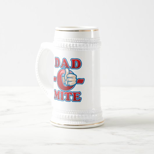 Vater-O-Milbe Bierglas (Vorderseite Links)