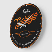 Vater oder beliebige Namensgarage Retro Orange und Große Wanduhr (Winkel)