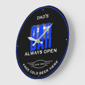 Vater oder beliebiger Name Bar Blue Grunge Funny S Große Wanduhr (Winkel)