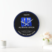 Vater oder beliebiger Name Bar Blue Grunge Funny S Große Wanduhr (Zuhause)