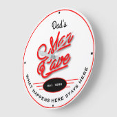 Vater oder beliebiger Name Man Höhle Retro Red Slo Große Wanduhr (Winkel)