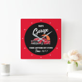 Vater oder eine beliebige Namensgarage Red Chevy T Quadratische Wanduhr (Zuhause)