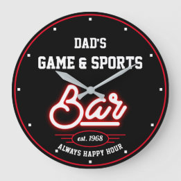 Vater oder irgendein Name Game Sports Bar Black Re Große Wanduhr