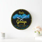 Vater oder irgendein Name Garage Blue Imitat Neon Große Wanduhr (Zuhause)