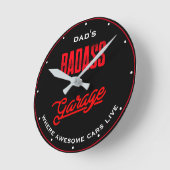 Vater oder irgendein Name schlecht eine Garage rot Runde Wanduhr (Winkel)
