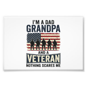 Vater Opa Veteran Patriotisches Vintage-Shirt-Desi Fotodruck