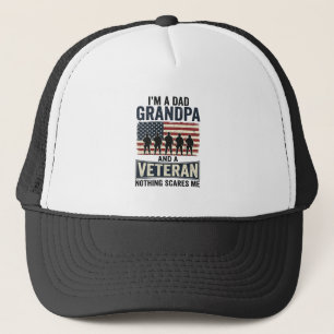 Vater Opa Veteran Patriotisches Vintage-Shirt-Desi Truckerkappe