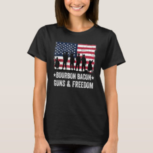 Vater Opa Veteran US Flag Bourbon Bacon Guns Fire T-Shirt