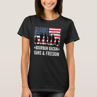 Vater Opa Veteran US Flag Bourbon Bacon Guns Fire T-Shirt