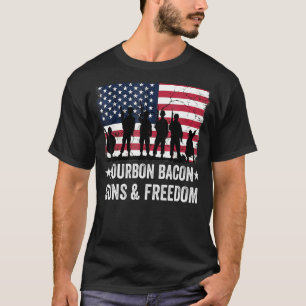 Vater Opa Veteran US Flag Bourbon Bacon Guns Fire T-Shirt