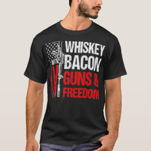 Vater Opa Veteran US-Flagge Whiskey Bacon Guns Fir T-Shirt