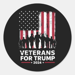 Vater Opa Veterans für Trump 2024 amerikanische Fl Runder Aufkleber