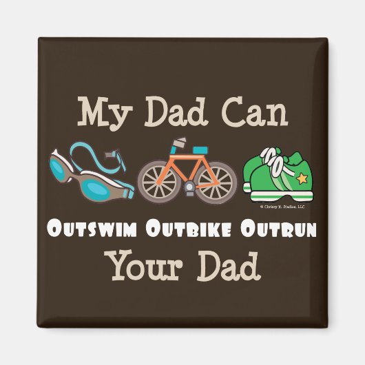 Vater Outswim Outbike Outrun Triathlon Magnet (Vorne)