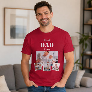 Vater Papa beste Fotocollage rot T-Shirt