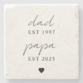Vater & Papa EST Personalisiertes Geschenk Steinuntersetzer (Vorderseite)