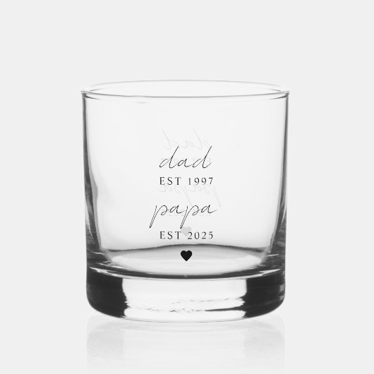 Vater & Papa EST Personalisiertes Geschenk Whiskyglas (Rückseite)
