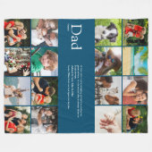 Vater Papa Father Definition Foto Collage Blue Fleecedecke (Vorderseite (Horizontal))