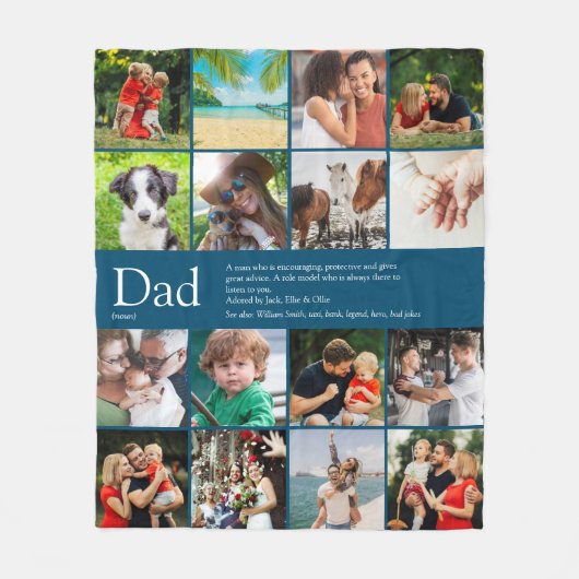 Vater Papa Pater Definition 16 Fotomaterial Blau Fleecedecke (Vorderseite)