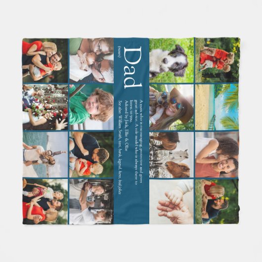 Vater Papa Pater Definition 16 Fotomaterial Blau Fleecedecke (Vorderseite (Horizontal))