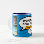 Vater, Papa, Vater 4 Foto Fun Comic Buch Blau Zweifarbige Tasse (Vorderseite Links)