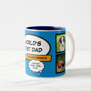Vater, Papa, Vater 4 Foto Fun Comic Buch Blau Zweifarbige Tasse