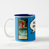Vater, Papa, Vater 4 Foto Fun Comic Buch Blau Zweifarbige Tasse (Links)