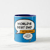 Vater, Papa, Vater 4 Foto Fun Comic Buch Blau Zweifarbige Tasse (Mittel)
