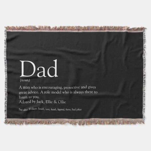 Vater, Papa, Vater definiert Schwarz und Weiß Decke (Vorderseite)