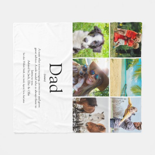 Vater Papa Vater Definition 6 Foto Collage Fun Fleecedecke (Vorderseite (Horizontal))