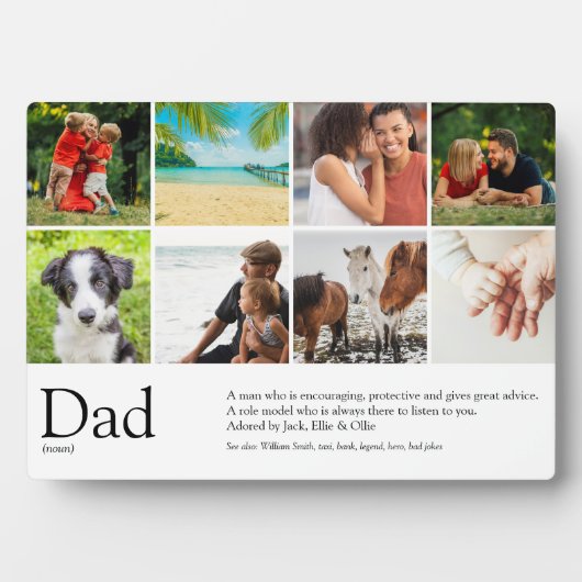 Vater, Papa, Vater Definition 8 FotoCollage Fotoplatte (Vorderseite)