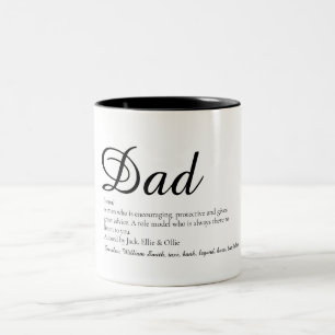 Vater, Papa, Vater Definition Script Spaß Zweifarbige Tasse