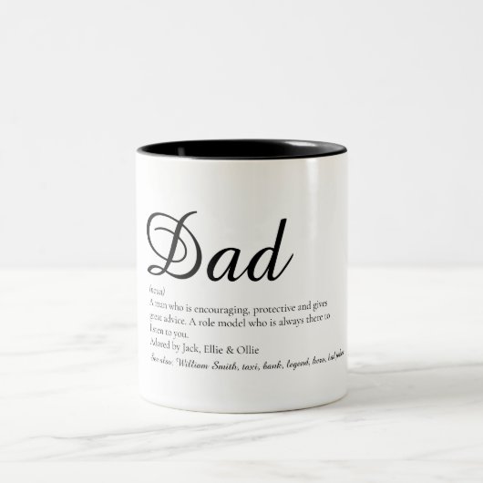 Vater, Papa, Vater Definition Script Spaß Zweifarbige Tasse (Mittel)