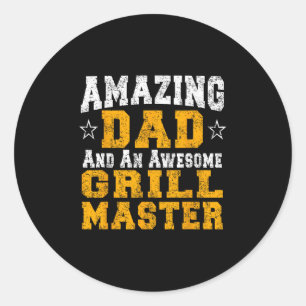 Vater Pater Barbecue Shirt Grillen Grill Master Pi Runder Aufkleber