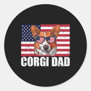 Vater Pembroke Welsh Corgi Us Flag Hund mehr als 4 Runder Aufkleber