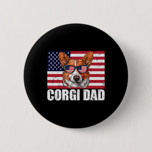 Vater Pembroke Welsh Corgi Us Flagge Hunde Liebhab Button